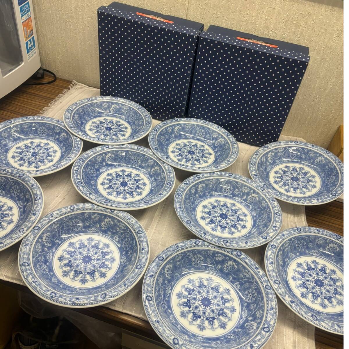 陶器 未使用 ◆ Blue Trevi ◆ カレー 皿 5枚入りｘ2箱 セット ◆ ブルー トレビ ◆ SANYO JAPAN 箱入り_画像2