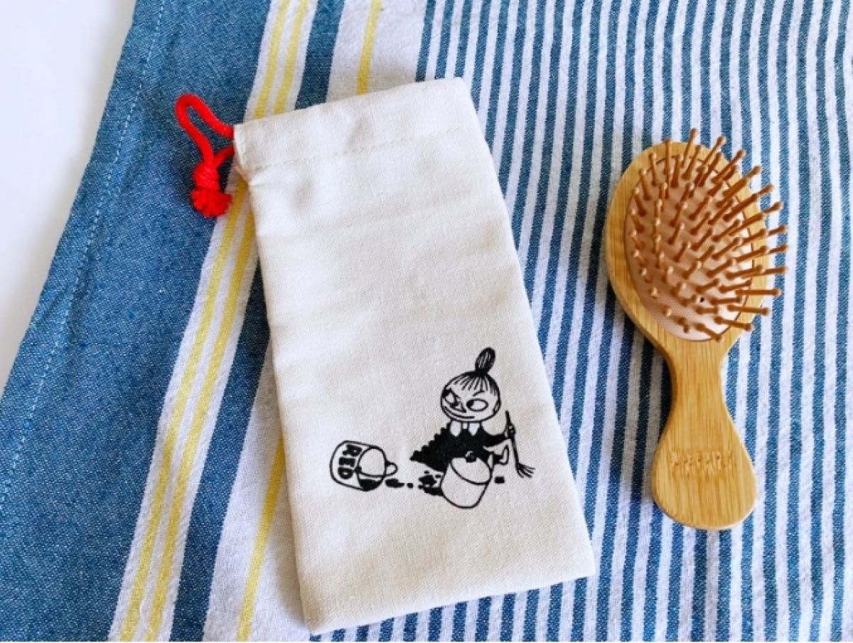 リトルミイ巾着付き竹製miniパドルブラシ