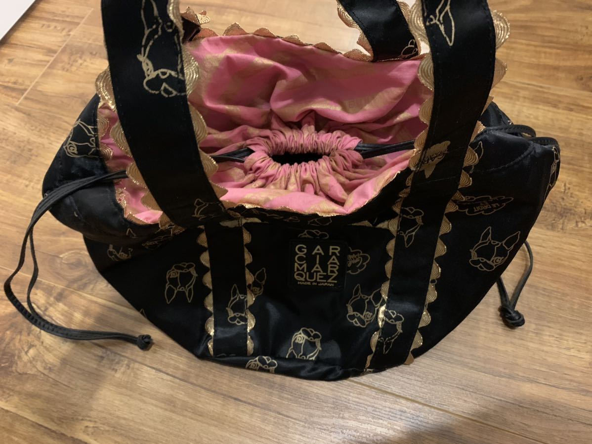  Garcia Marquez GARCIA MARQUEZ pouch type tote bag black × pink × Gold 