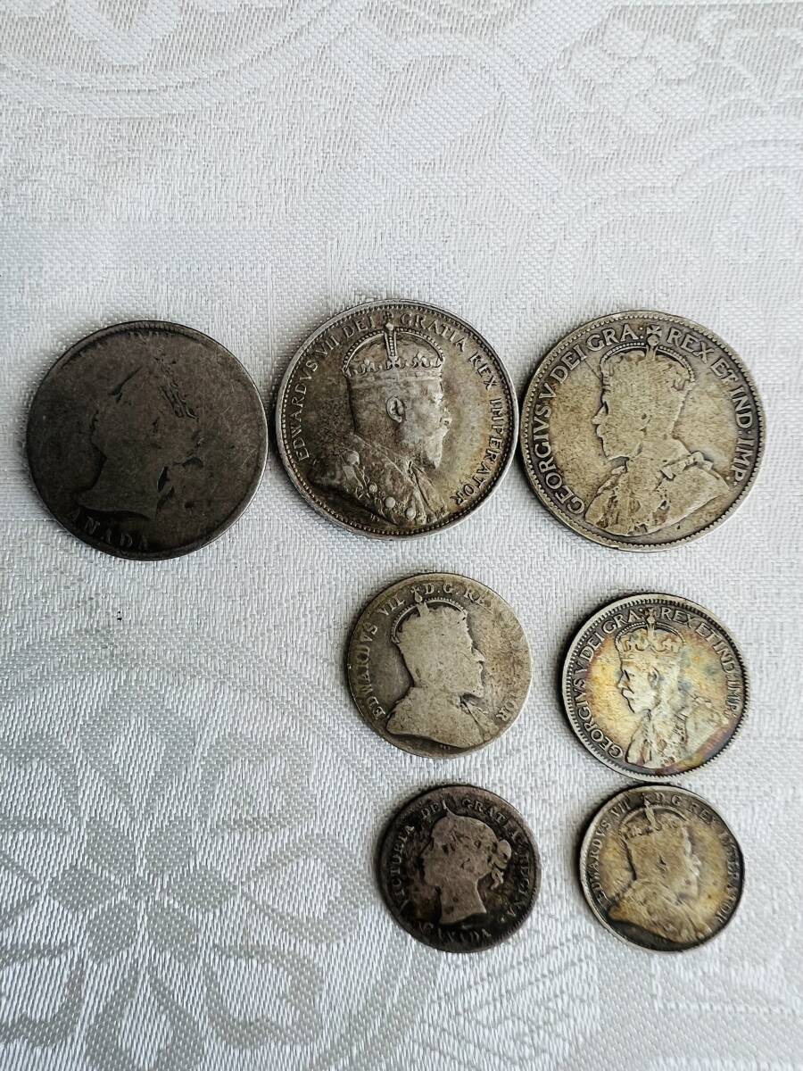 【家族私物】カナダ銀貨　1899-1912年の25c、10c、5c　合計7枚_画像2