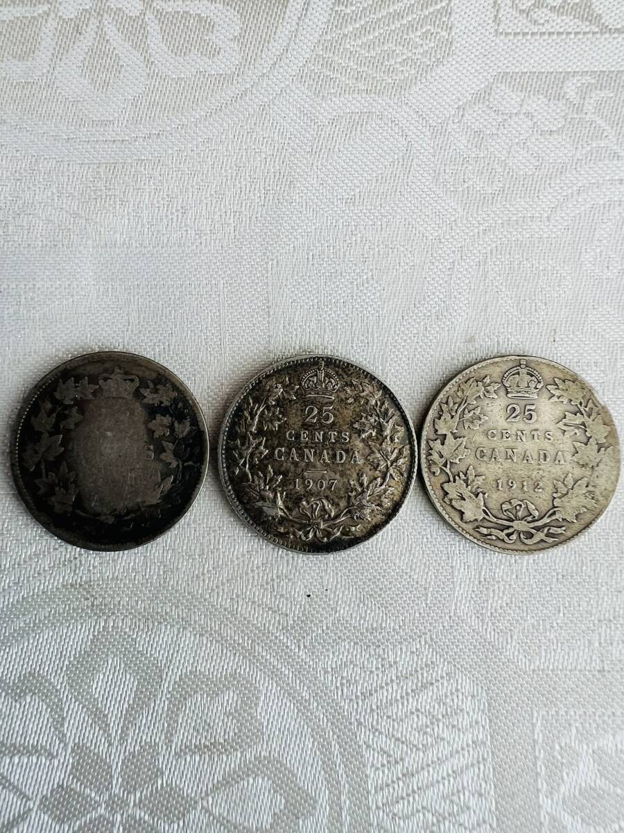【家族私物】カナダ銀貨　1899-1912年の25c、10c、5c　合計7枚_25c 