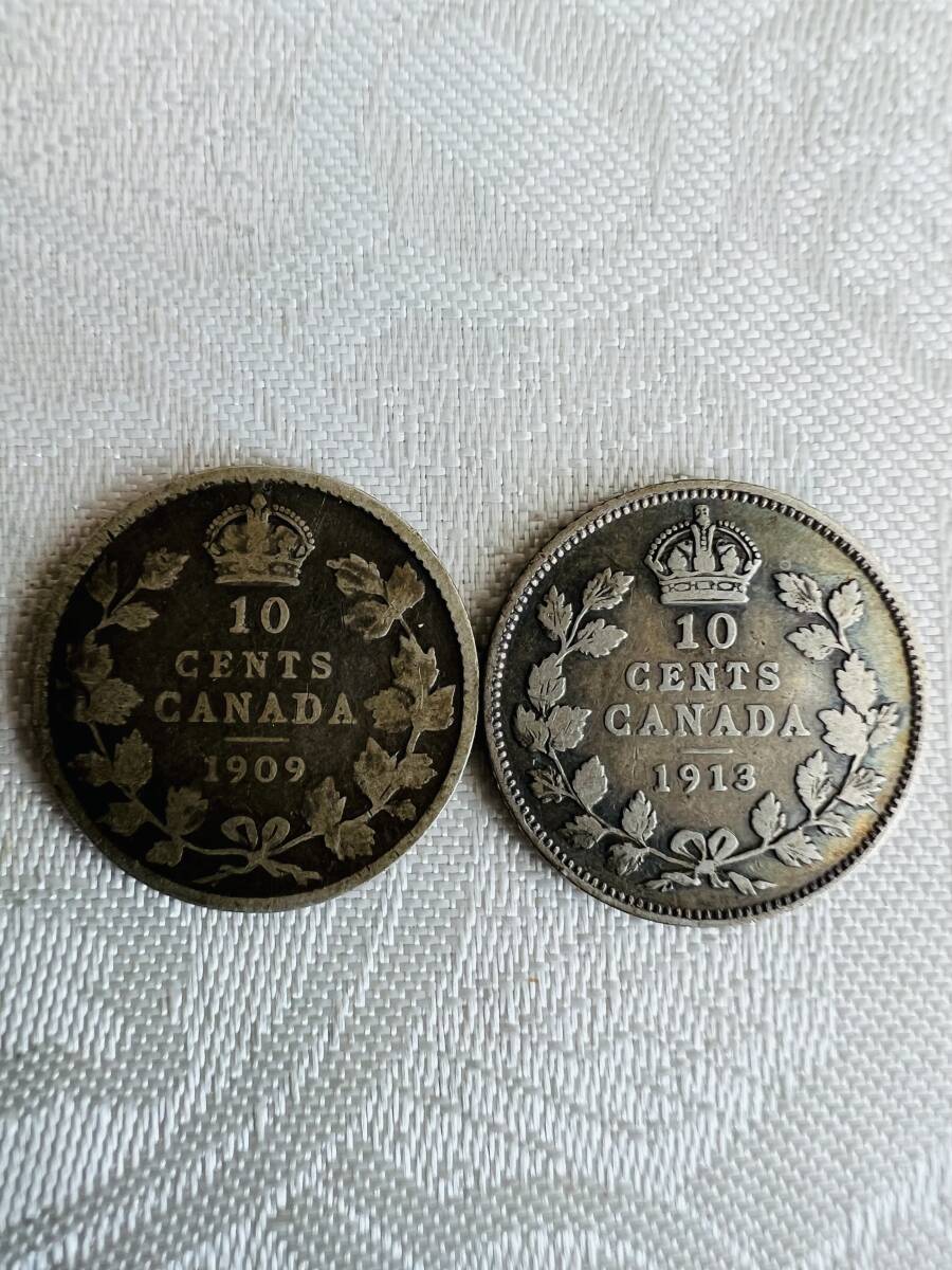 【家族私物】カナダ銀貨　1899-1912年の25c、10c、5c　合計7枚_10c