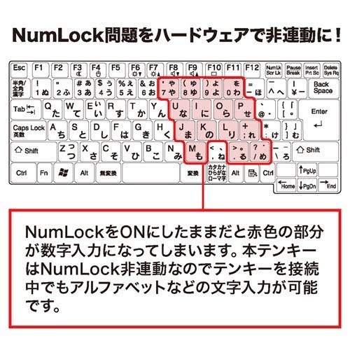 SANWA SUPPLY NT-16UBKN 薄型USBテンキー TABキー付_画像2