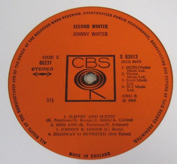 ☆ブルース・ロック名盤☆ Johnny Winter / Second Winter [ UK ORIG '69 CBS 66231] LP, Single Sided_画像4