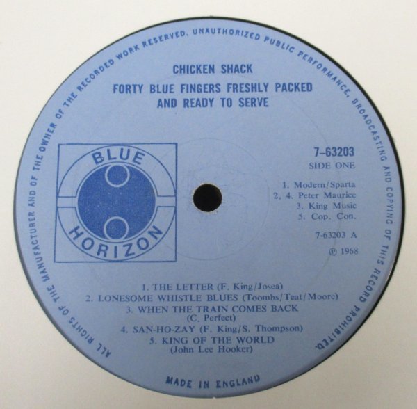 ☆彡 英國盤 Chicken Shack Forty Blue Fingers [ UK ORIG '68 mono Blue Horizon 7-63203 ]_画像4