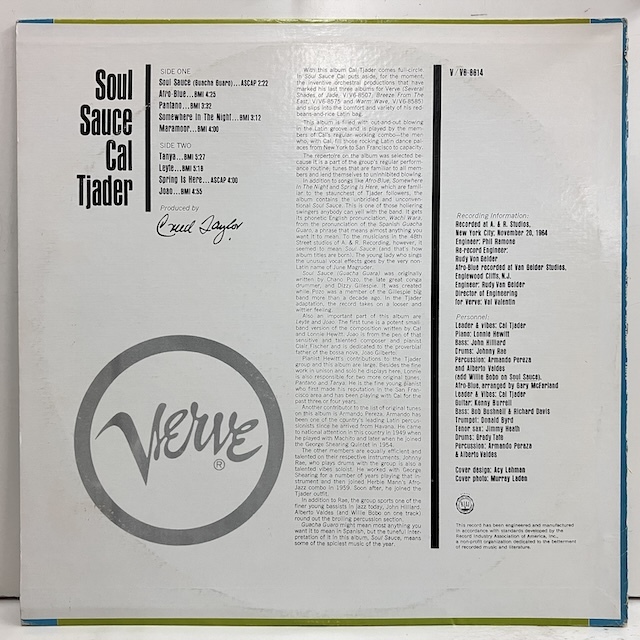 ■即決 FUSION Cal Tjader / Soul Sauce V68614 jf33276 米オリジナル、ミゾナシMgm Stereo Vangelder刻印 カル・ジェイダー_画像2