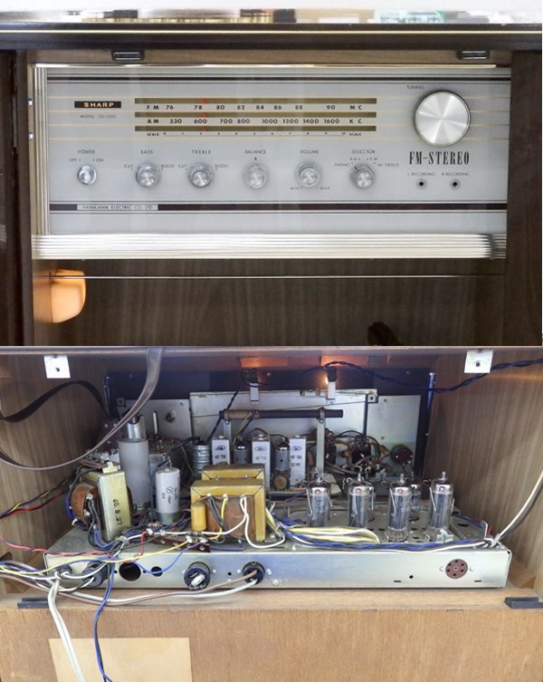 SHARP/ sharp . river electro- machine ensemble stereo Golden Sound GS-2500 stereo ensemble electro- . vacuum tube radio record player 