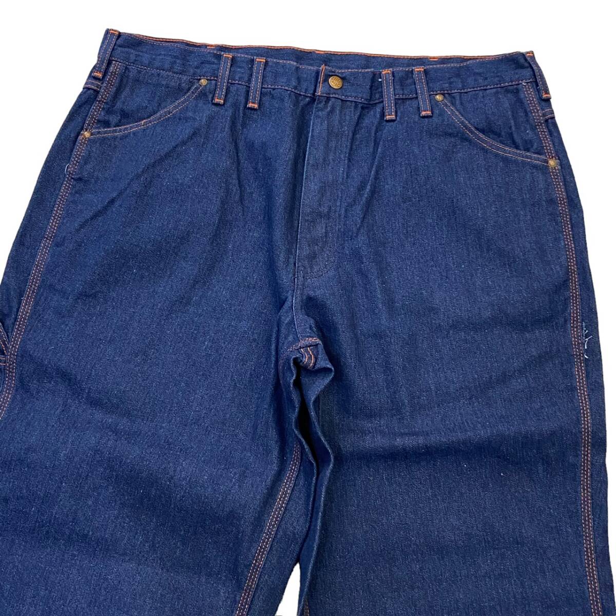  beautiful goods 80s BIG MAC Denim painter's pants dark blue work pants Bick Mac orange stitch JC Penney JCpe knee Vintage 