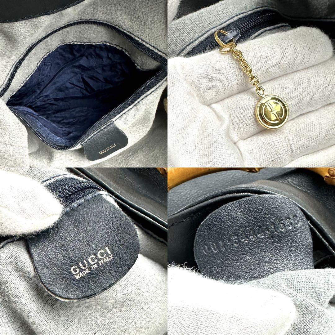 【極美品】GUCCI グッチ ハンドバッグ 2way ショルダーバッグ トート バンブー ゴールド金具 男女兼用 ビジネス フォーマル 黒 レザー 人気_画像8