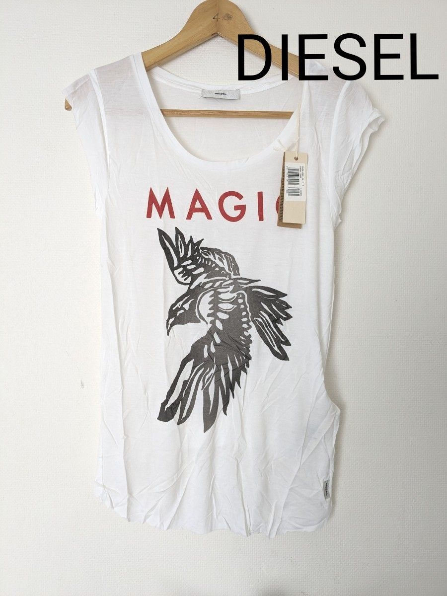 新品 DIESEL ディーゼル ノースリーブ XS オフホワイト 白 T 新品 DIESEL ディーゼル ノースリーブ XS オフホワイト 白 T