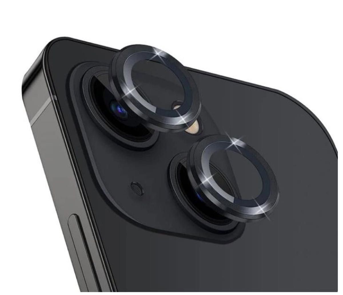 iPhone15 iphone 15Plus カメラ カバー フィルム レンズ 保護 強化ガラス 耐衝撃 独立型 アルミ ブラック