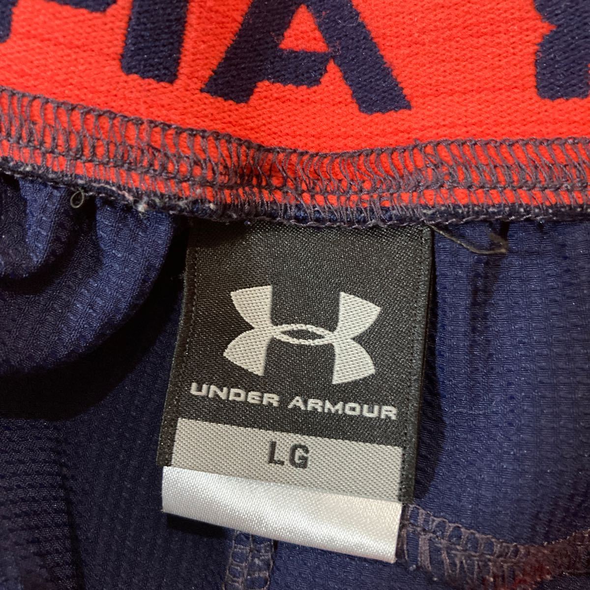 UNDER ARMOUR アンダーアーマー ナイロンジャージ ジップアップ ウィンドブレーカー 上下セット セットアップ Lサイズ ネイビー オレンジ_画像7