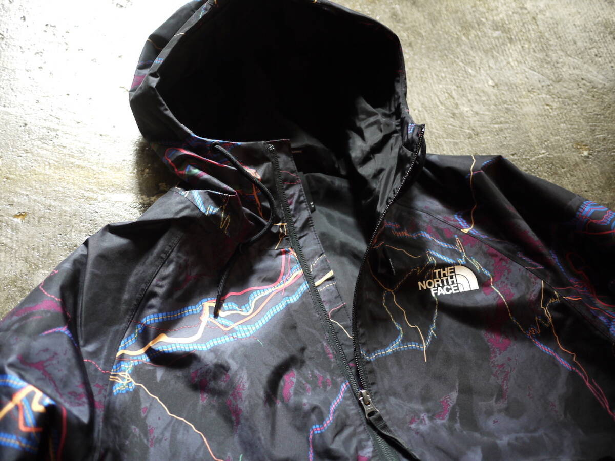 日本未発売 撥水 XL/ノースフェイス フルジップ ナイロン ジャケット マウンテンパーカ 総柄 THE NORTH FACE NOVELTY RAIN HOODIE_画像2