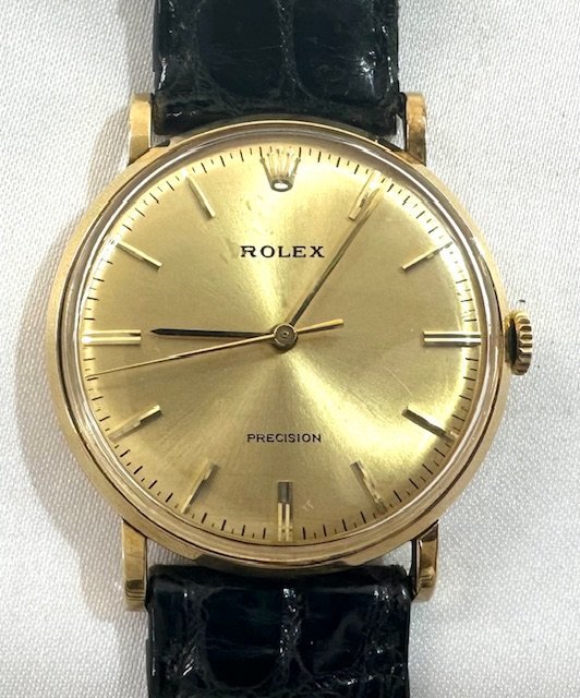 【中古品】ロレックス ROLEX プレシジョン 腕時計 K18×カーフ 手巻き【送料別】FW0408の画像1
