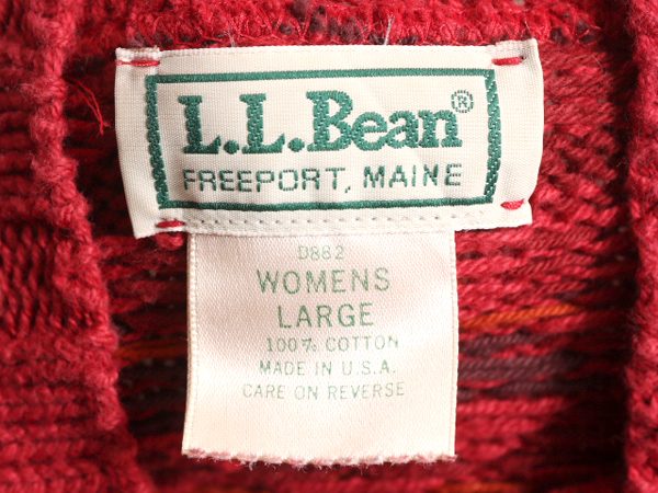 超美品 80s USA製 エルエルビーン フェアアイル コットン ニット 女性用