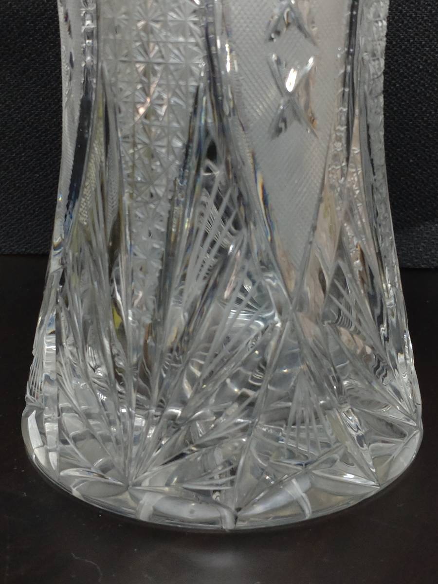 #2■ボヘミアガラス 花瓶■H26cm■カットガラス　クリスタル_画像9