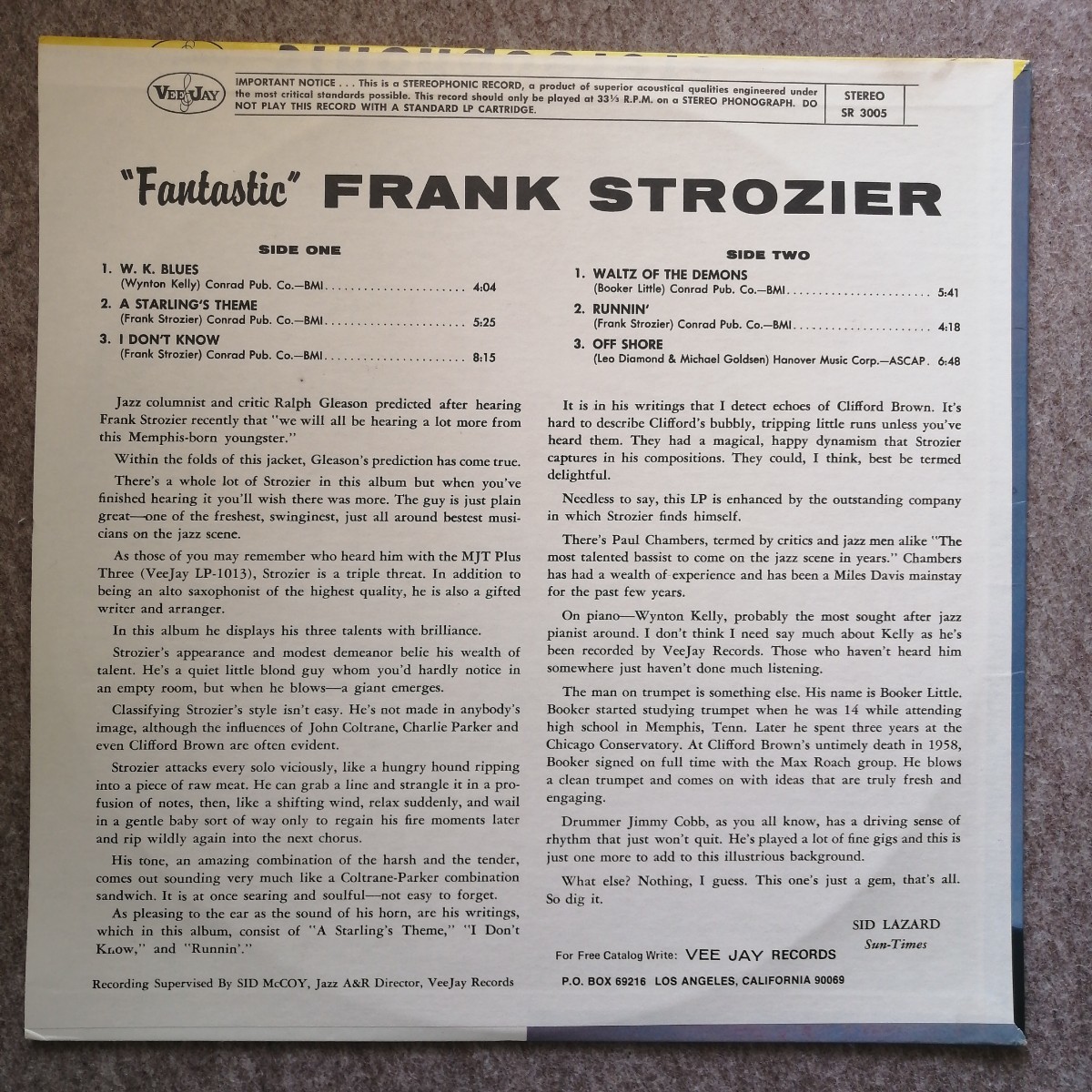 LPレコード　FRANK STROZIER/FANTASTIC/フランク・ストロジャー　ファンタスティック　輸入盤　レア盤　ほとんど未使用　美品_画像2