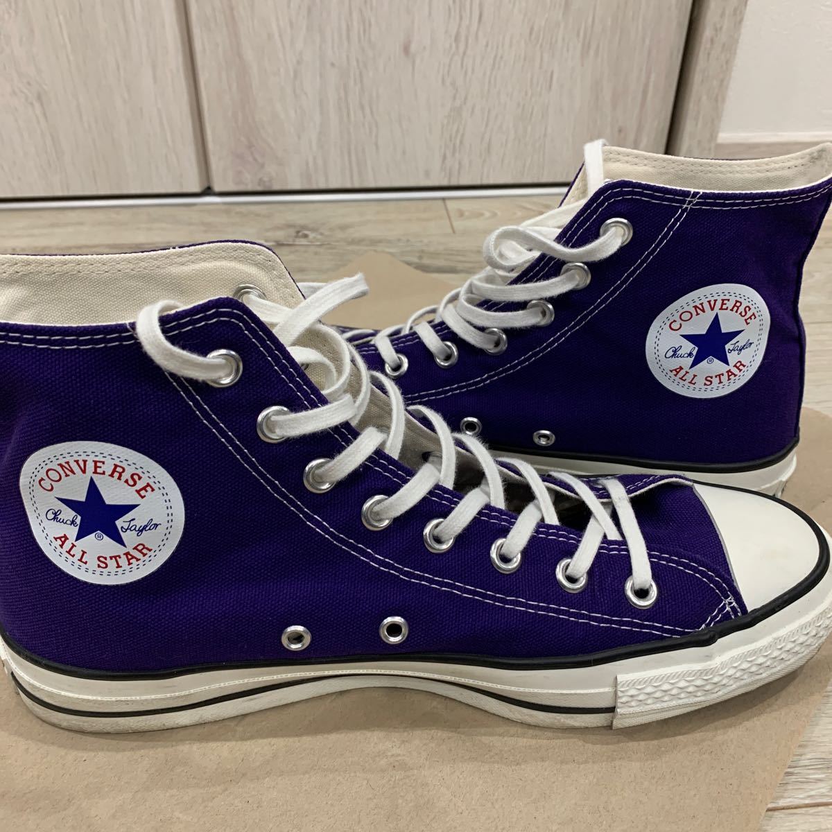 美品 日本製 オールスター JP27.5cm US9 紫 converse allstar made in japan パープル コンバース ハイカット_画像4