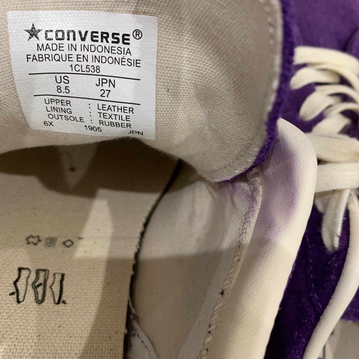 中古 Converse star & bars 27cm スターアンドバーズ ジャックスター コンバース スター&バーズ パープル スエード 紫_画像5