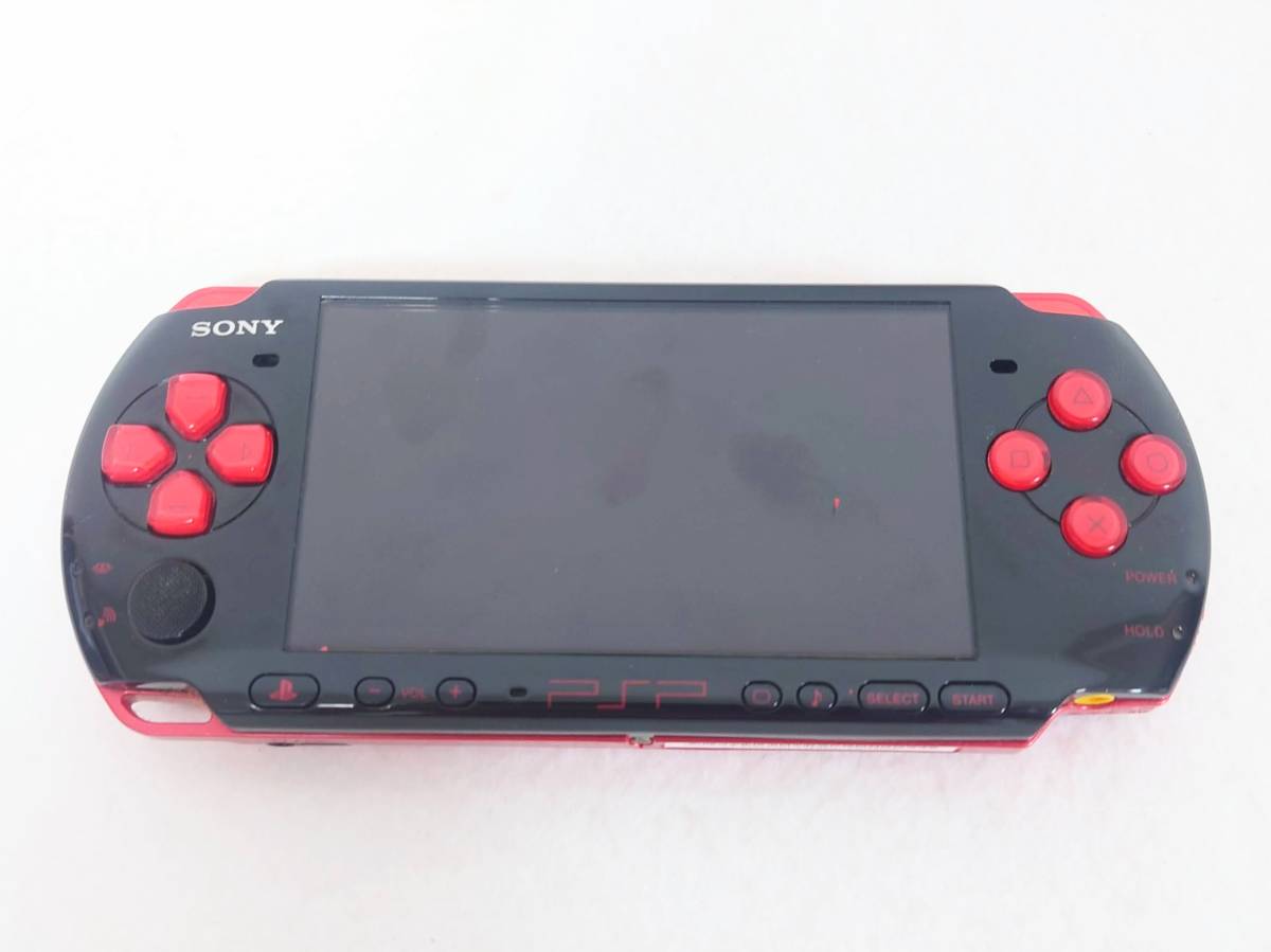 SONY ソニー プレイステーション ポータブル 本体とケース(ソフトオマケ付き) PSP-3000 PSP3000 ブラック レッド　動作確認不可《中古》_画像2