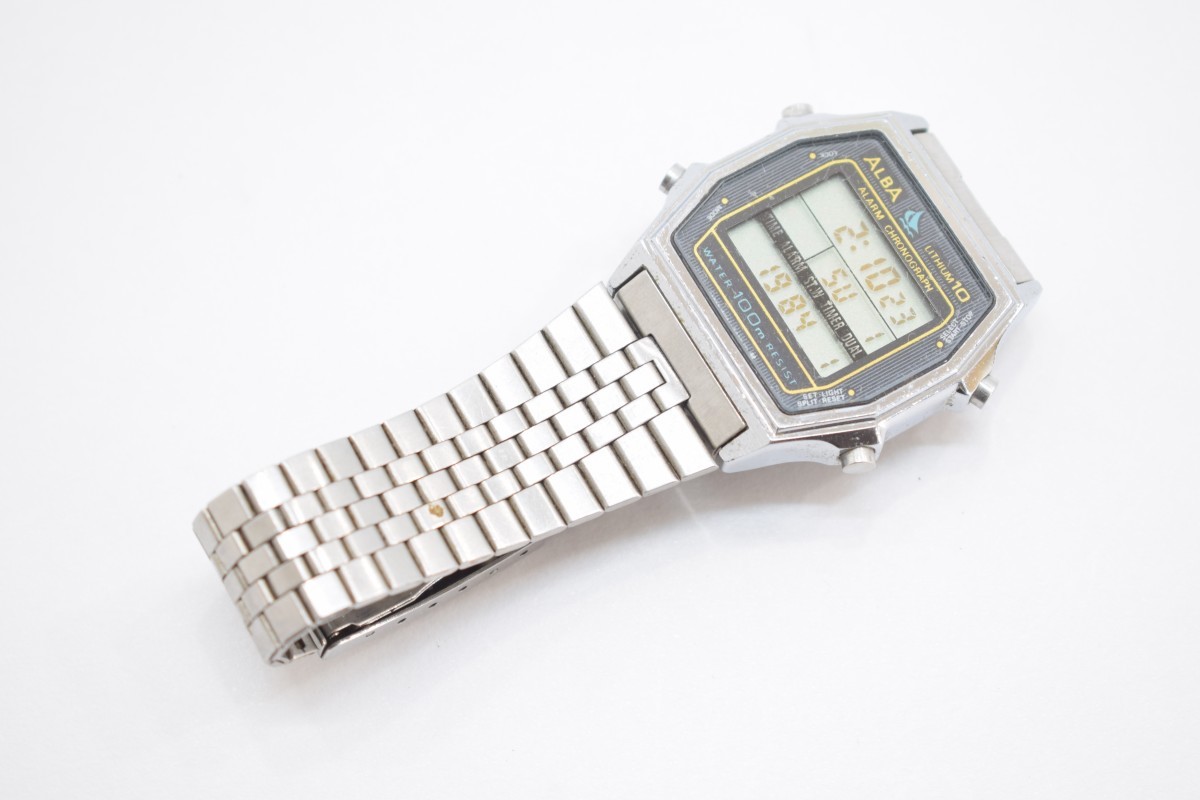 SEIKO セイコー ALBA アルバ アラーム クロノグラフ W041-5030 デジタル クォーツ メンズ 腕時計 稼働品 電池交換済 RK-388GM/612_画像9