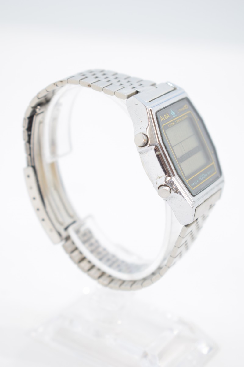 SEIKO セイコー ALBA アルバ アラーム クロノグラフ W041-5030 デジタル クォーツ メンズ 腕時計 稼働品 電池交換済 RK-388GM/612_画像3