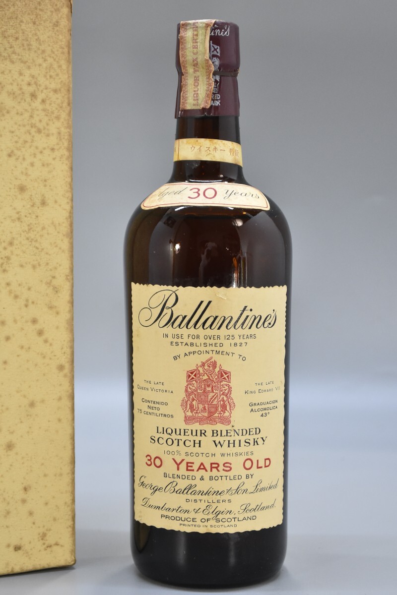 未開栓 希少 古酒 Ballantine's バランタイン 30年 赤紋章 スコッチ ウイスキー 43％ 750ml 箱付 BLENDED SCOTCH WHISKY RK-670S/120の画像1