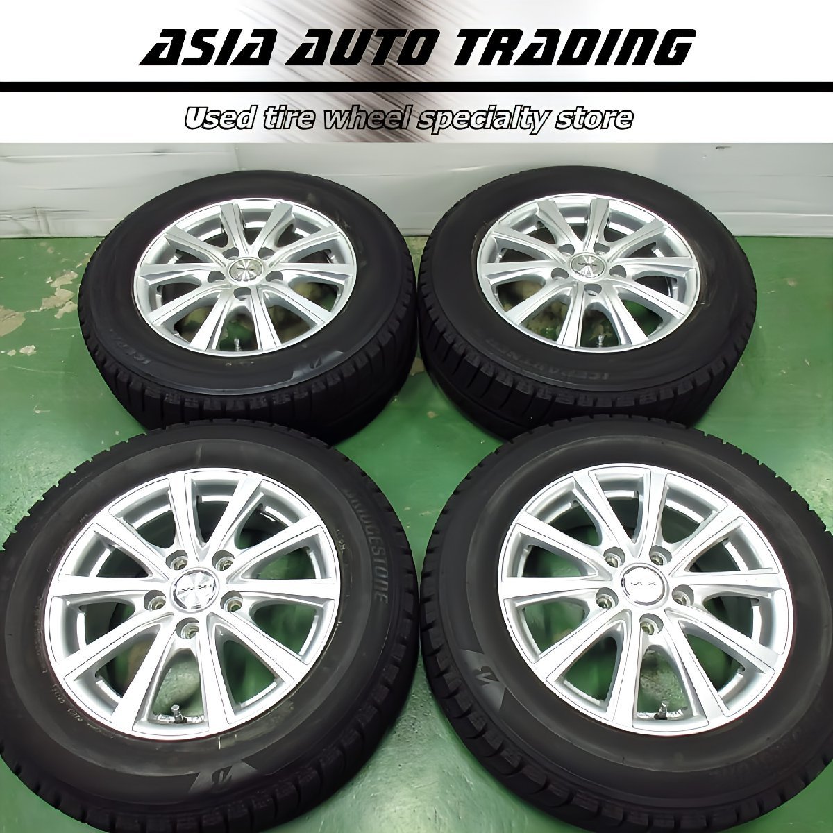 美品 走行極少 インターミラノ 6J+52 PCD114.3-5穴 ブリヂストン アイスパートナー2 195/65R15 2022年 スタッドレス 70 80 ノア ヴォクシー_美品 走行極少スタッドレス！