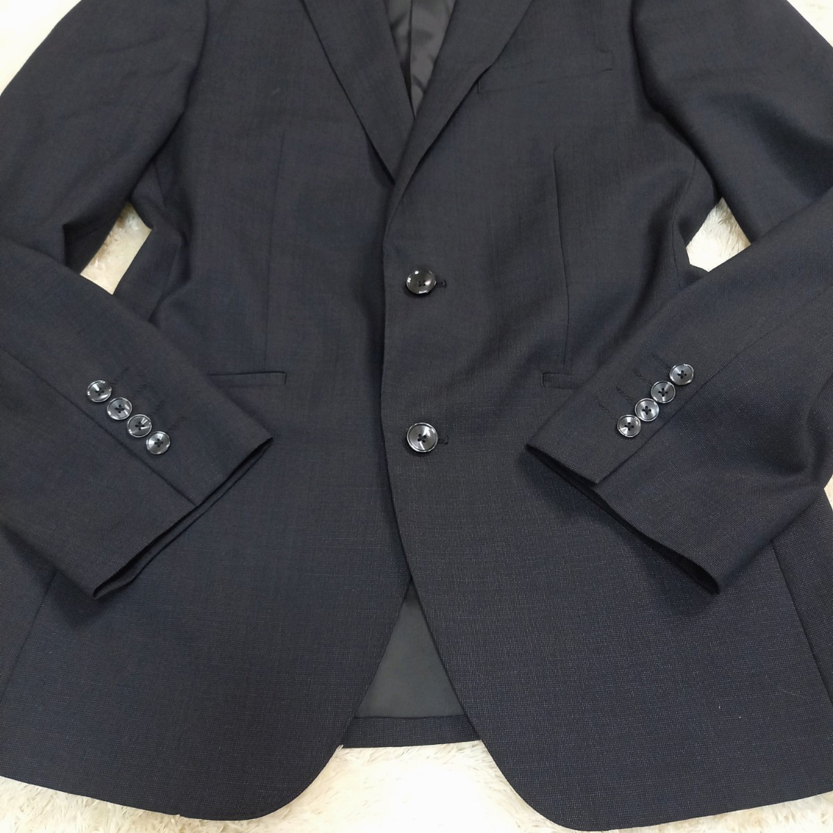 【美品】P.S.FA スーツ セットアップ 高級ライン コレクションモデル L テーラードジャケット ウール 94A6 ダークネイビー_画像6