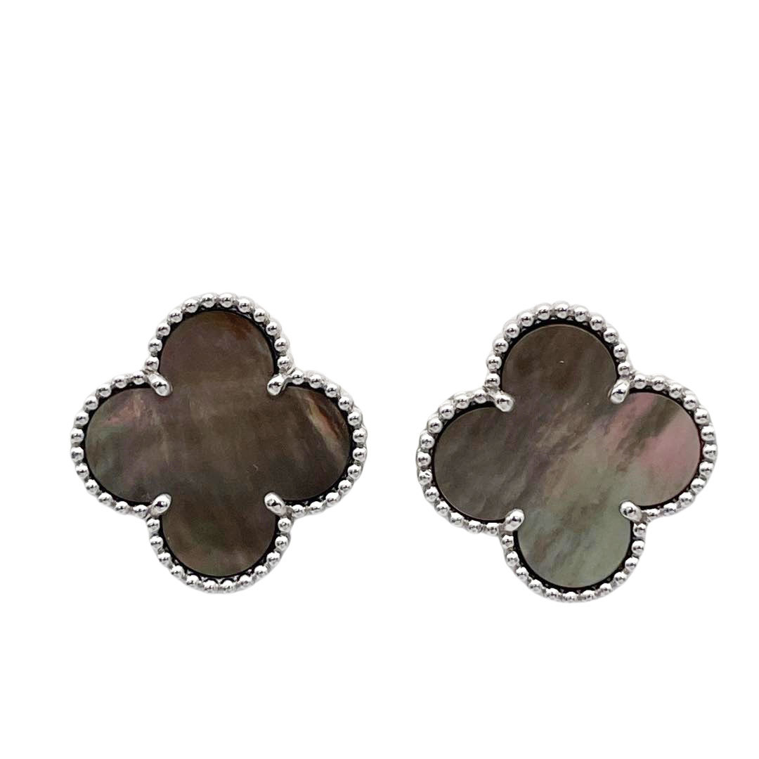 Van Cleef & Arpels ヴァンクリーフ＆アーペル マジックアルハンブラ ピアス Au750(K18WG) マザーオブパール 黒蝶貝 12.2g セミオーダー品の画像1