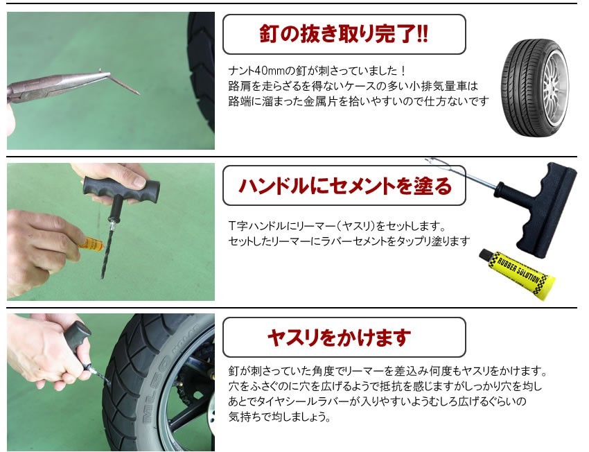 パンク 修理キット リペアキット タイヤ 簡単 応急処置 カー用品 人気 PUNK-S_画像4