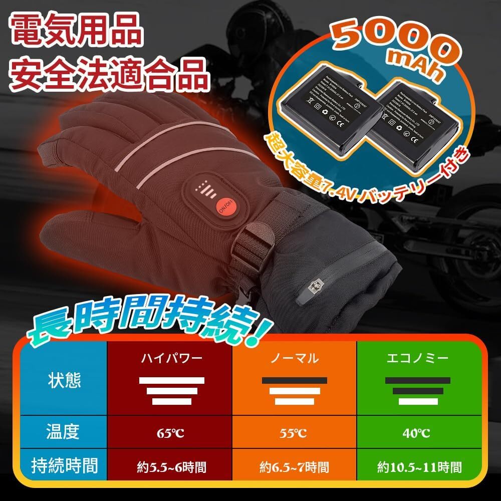 未使用】電熱グローブ LM1987 バイクグローブ 7 4V/5000mAh 11時間の