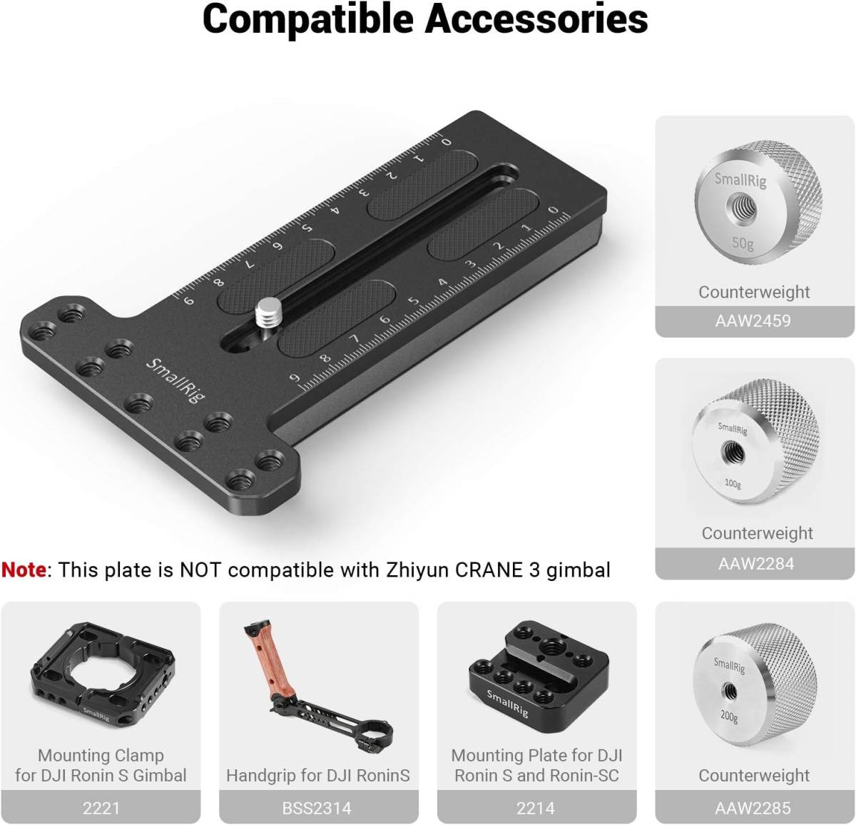 【未使用】SMALLRIG LM1927 カウンターウェイトマウントダブテールプレート DJI Ronin S ジンバル用 - BSS2308_画像5