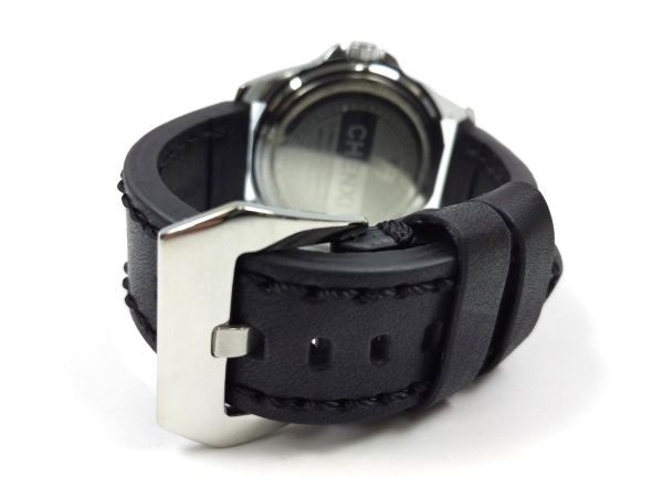 ミリタリー腕時計ベルト ウォッチバンド 本革レザー バネ棒付属 22mm ブラック_画像1