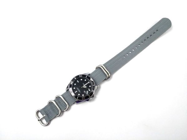 ナイロン製ミリタリーストラップ 腕時計布ベルト natoタイプ グレー 22mm_画像3