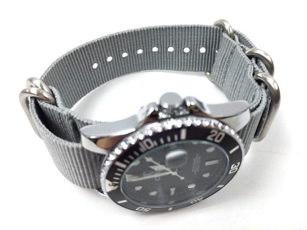 ナイロン製ミリタリーストラップ 腕時計布ベルト natoタイプ グレー 22mm_画像2