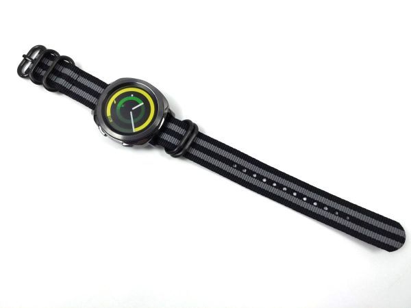 ナイロン製ミリタリーストラップ 腕時計布ベルト natoタイプ ブラック ストライプXブラック 20mmの画像3