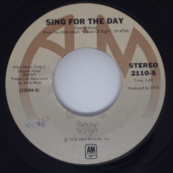 US盤EP Styx 期間限定 Sing For The 信頼 Day ’78年 スティックス AM