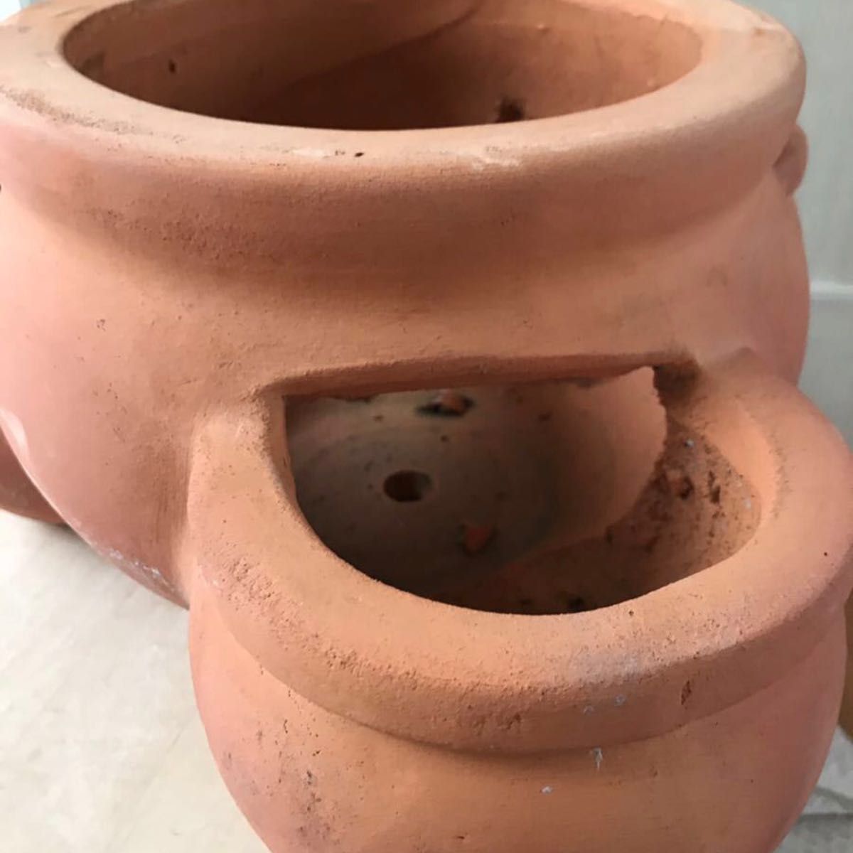 未使用保管品【大型】ナチュラル素焼きテラコッタ鉢ストロベリーポット寄せ植え鉢