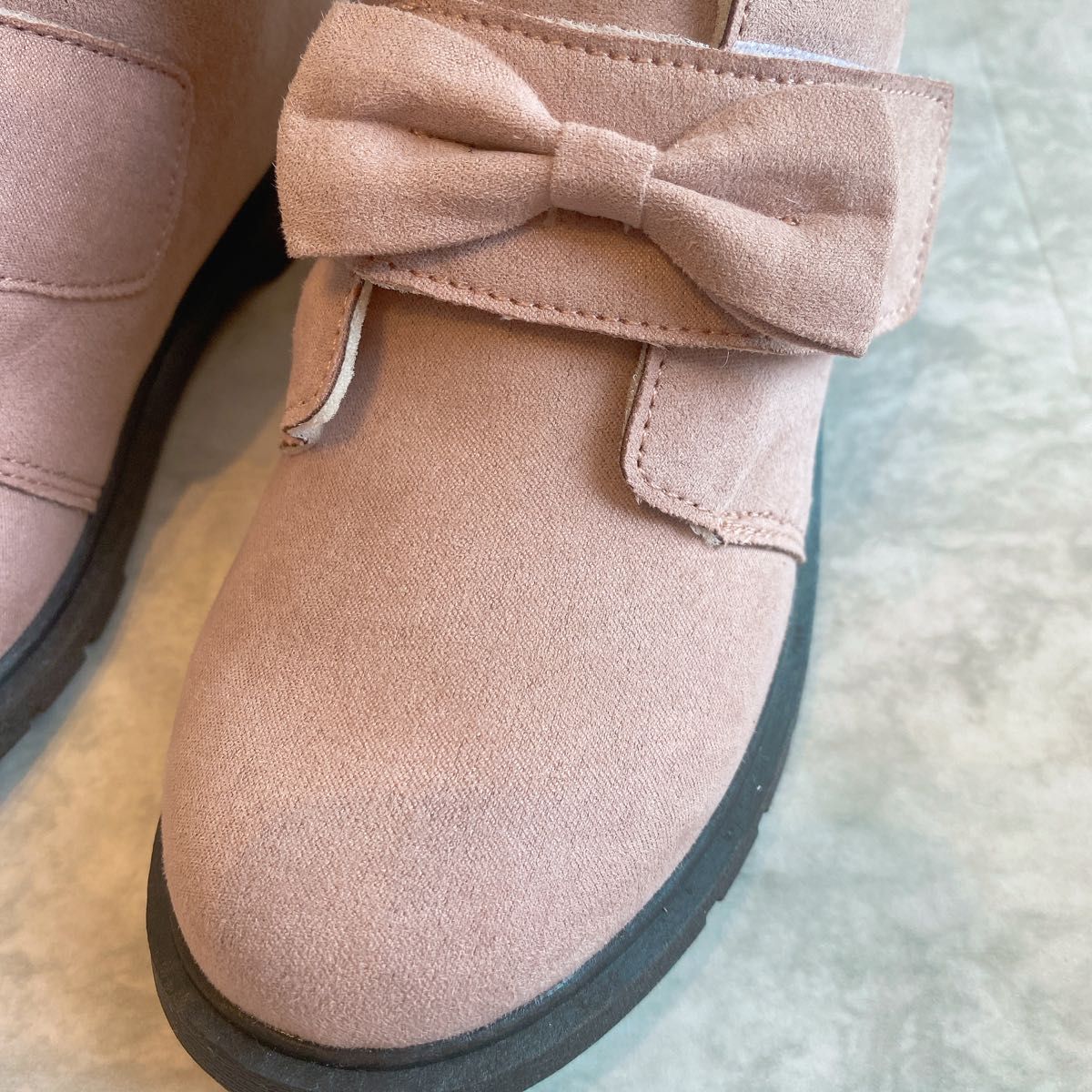 新品 未使用 apres les cours アプレレクール ピンク スエード リボン ブーツ 19cm 子供靴 ショートブーツ