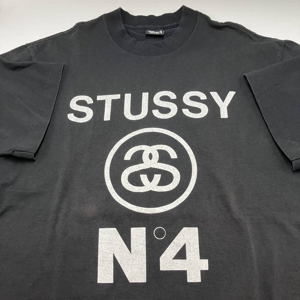 【L】80s old stussy print tee CHANEL N° 4 black 80年代 オールド ステューシー プリント Tシャツ 黒タグ シャネル ロゴ ブラック F277_画像3