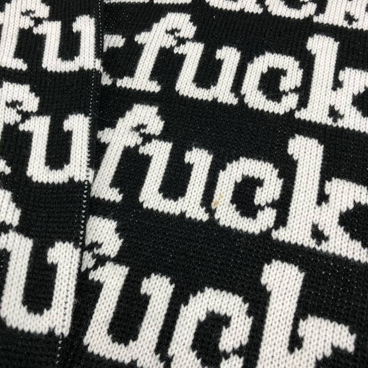 【L】 Supreme 2022FW Fuck Sweater knit Black シュプリーム ファック 総柄 セーター ニット ブラック F315_画像9