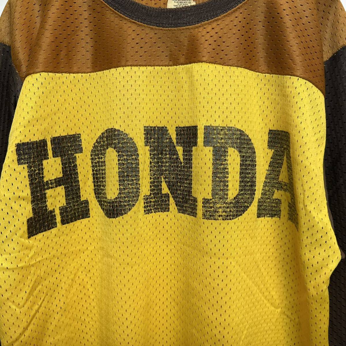 【M】VINTAGE 70's HONDA Motocross mesh Jersey brown USA 70年代 ヴィンテージ ホンダ モトクロス メッシュ ジャージ ブラウン F336_画像2
