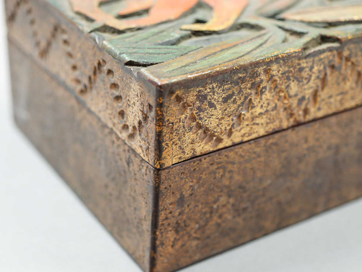 nOdE 農民美術 木彫 東洋蘭 小物入れ 蓋物 箱