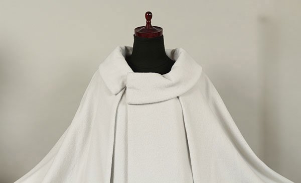 【和遊館】KOH055 アンゴラ60％高級二重トンビケープコート シルバーホワイト色の画像3