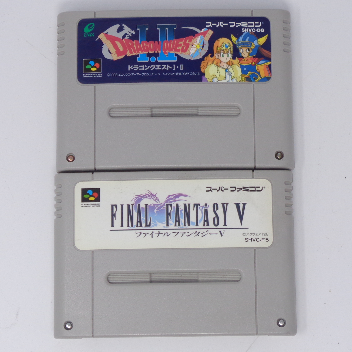 2本セット ドラゴンクエスト1・2、ファイナルファンタジー5 動作確認済 /SFC/スーパーファミコン[Free Shipping] _画像1