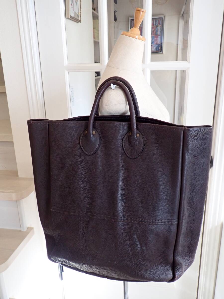 [BEAMS TOKYO]U*S*A made cow leather type pushed . leather tote bag / Vintage large size size *.. shop 