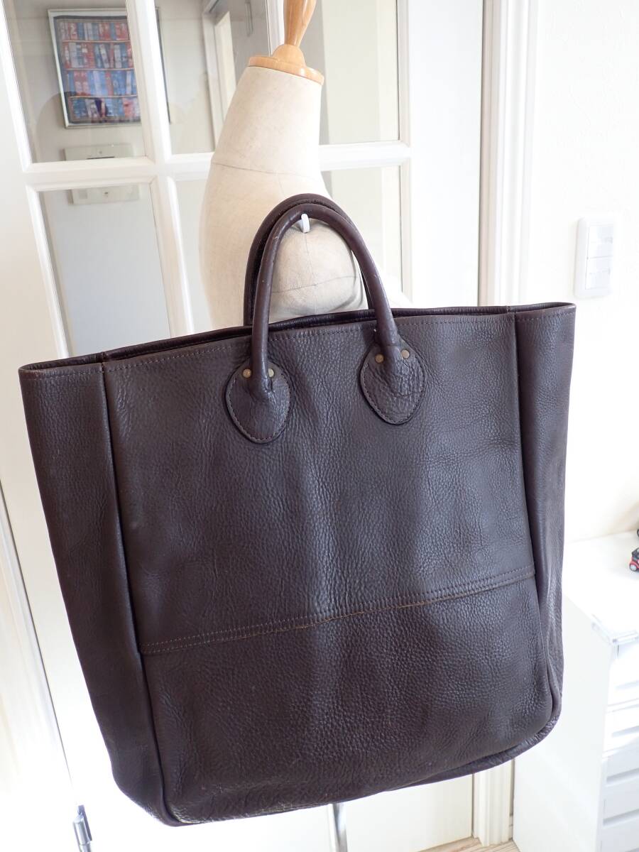 [BEAMS TOKYO]U*S*A made cow leather type pushed . leather tote bag / Vintage large size size *.. shop 