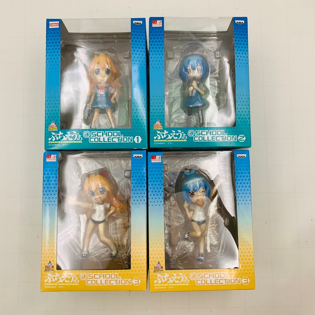 新品未開封 新世紀エヴァンゲリオン ぷちえ?ぁ SCHOOL COLLECTION 綾波レイ 惣流 アスカ ラングレー 4種セット_画像1