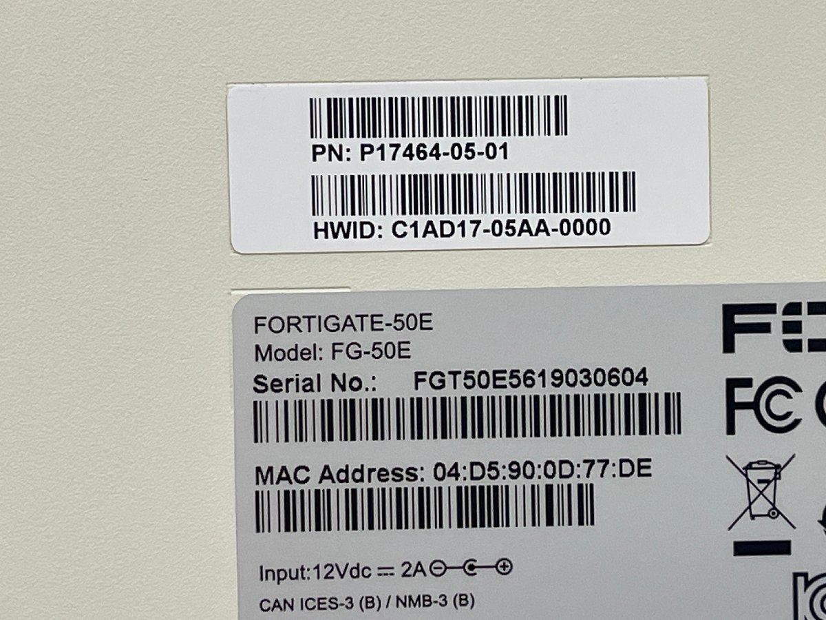 【中古】Fortinet Fortigate 50E　工場出荷初期化済み（481)　ライセンス・サポート2024/12/20　ファームv6.2.16_画像5
